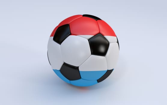 Luxembourg flag on soccer, football ball on white background