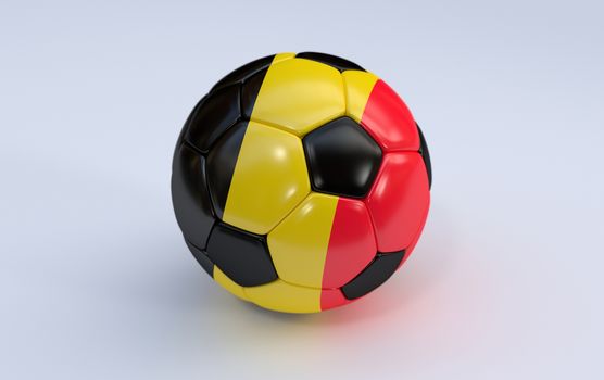Belgium flag on soccer, football ball on white background