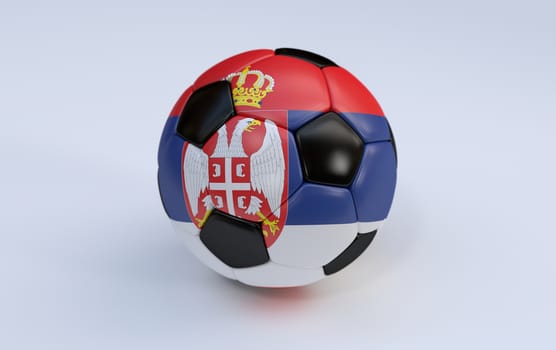 Serbia flag on soccer, football ball on white background