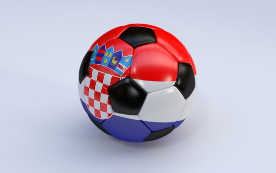 Croatia flag on soccer, football ball on white background