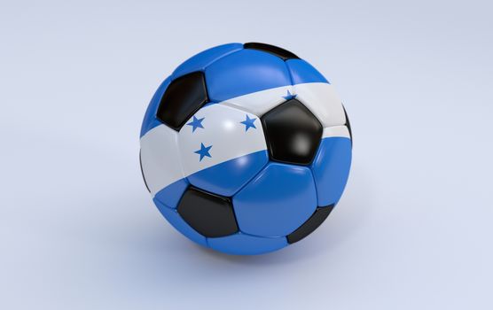 Honduras flag on soccer, football ball on white background
