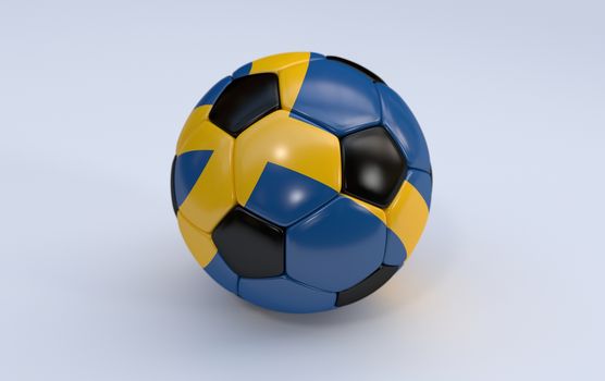 Sweden flag on soccer, football ball on white background