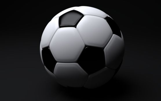 Championship soccer, football ball on black background