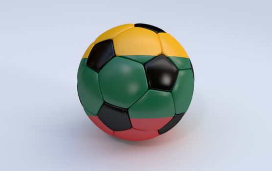 Lithuania flag on soccer, football ball on white background