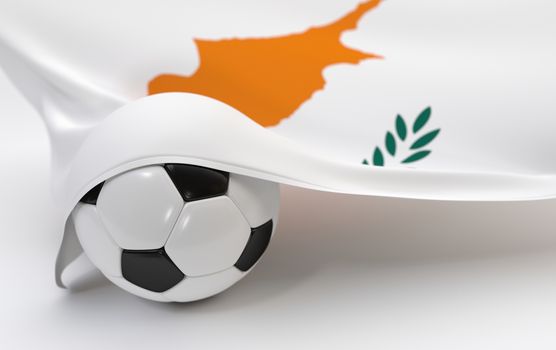 Cyprus flag and soccer ball on white backgrounds
