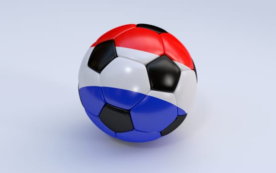 Netherlands flag on soccer, football ball on white background