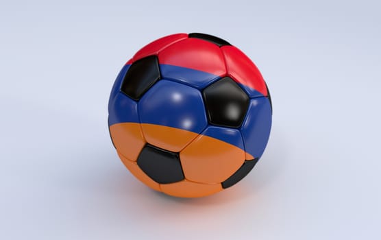 Armenia flag on soccer, football ball on white background