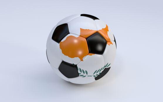 Cyprus flag on soccer, football ball on white background