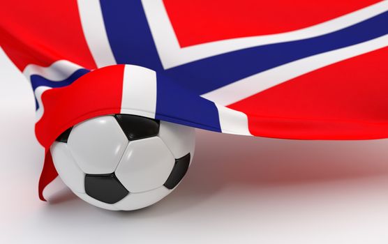 Norway flag and soccer ball on white backgrounds