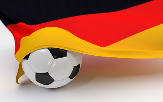 Germany flag and soccer ball on white backgrounds