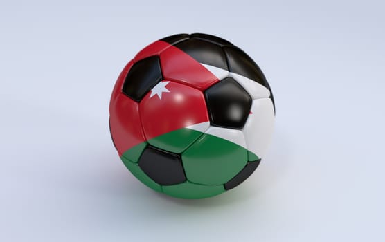 Jordan flag on soccer, football ball on white background