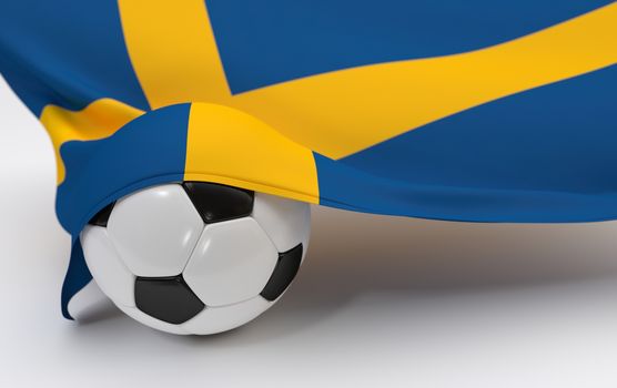 Sweden flag and soccer ball on white backgrounds