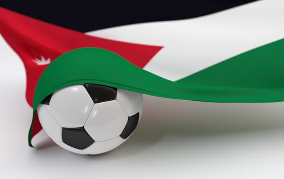 Jordan flag and soccer ball on white backgrounds