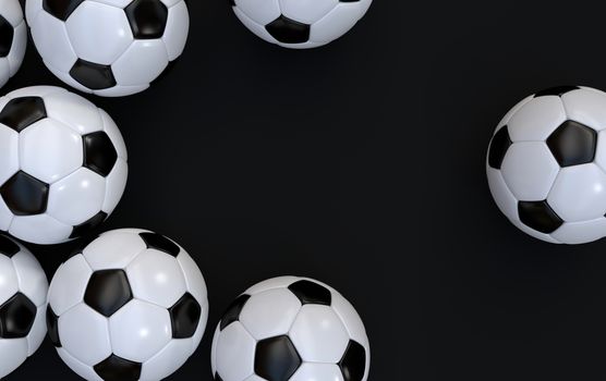 Championship soccer, football balls on black background