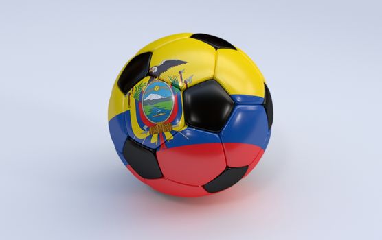 Ecuador flag on soccer, football ball on white background