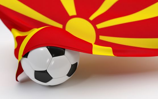 Macedonia flag and soccer ball on white backgrounds