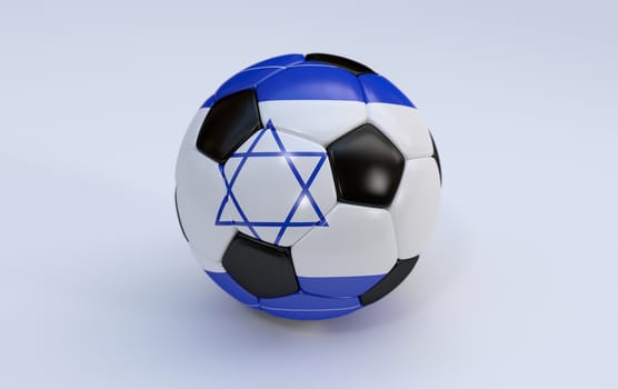 Israel flag on soccer, football ball on white background