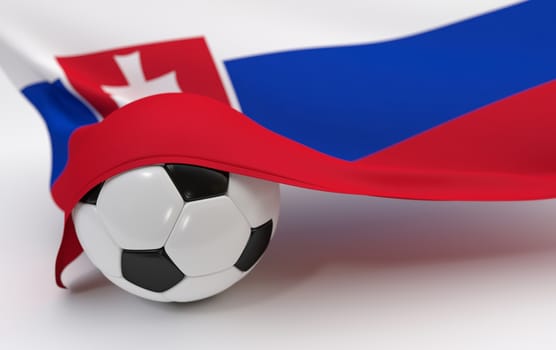 Slovakia flag and soccer ball on white backgrounds