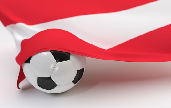 Austria flag and soccer ball on white backgrounds