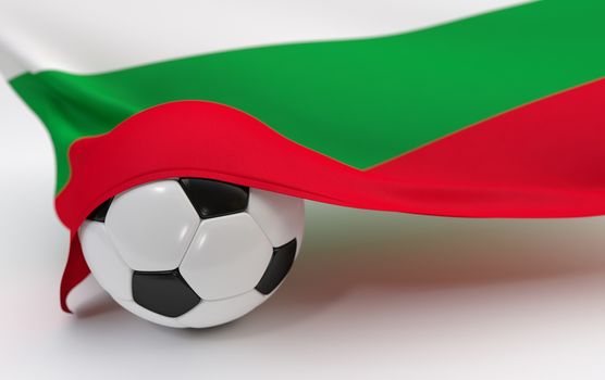 Bulgaria flag and soccer ball on white backgrounds