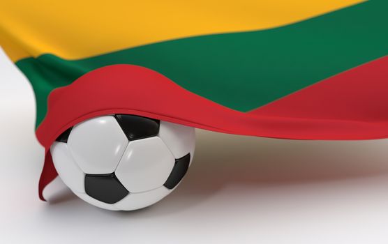 Lithuania flag and soccer ball on white backgrounds