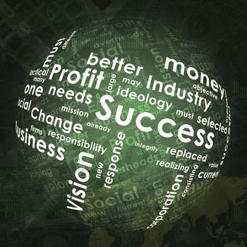 Abstract background with business words and world map