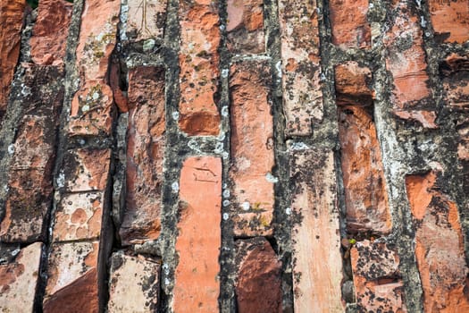 Old cracked bricks wall background texture