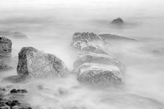 Waves crashing on the rocks