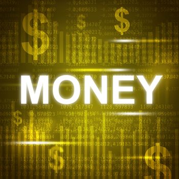 Abstract gold background with dollars and money word
