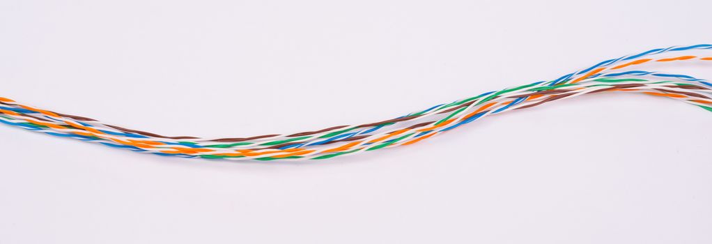 Colorful cable wires on isolated white background