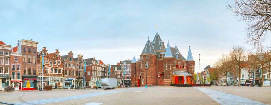 AMSTERDAM - APRIL 17: The Waag (Weigh house) on April 17, 2015 in Amsterdam. It's a 15th-century building on Nieuwmarkt square in Amsterdam. It was originally a city gate and part of the walls of Amsterdam.