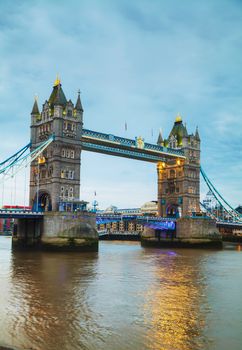 Tower bridge in London, Great Britain at the night time