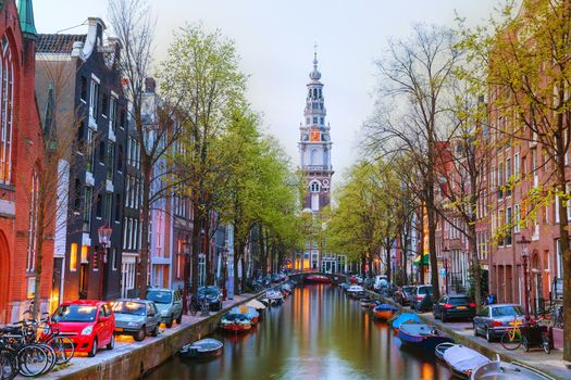 Zuiderkerk church in Amsterdam in the evening