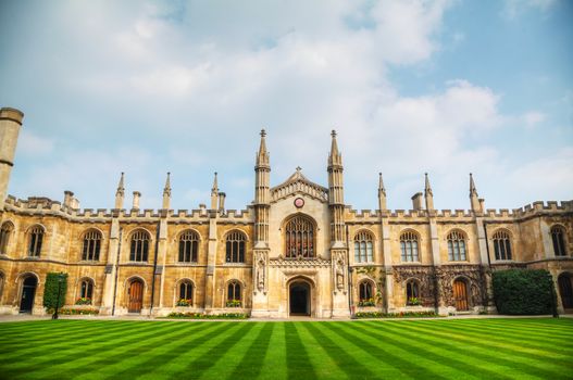 CAMBRIDGE, UK - APRIL 9: Courtyard of the Corpus Christi College on April 9, 2015 in Cambridge, UK. It's one of the ancient colleges in the University of Cambridge founded in 1352.