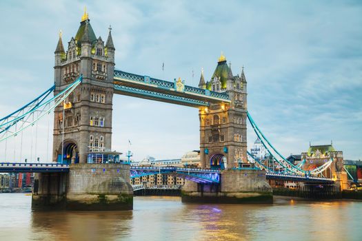 Tower bridge in London, Great Britain at the night time