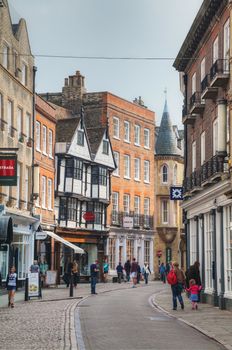 Cambridge, UK - April 9: Old street on April 9, 2015 in Cambridge, UK. It's a university city and the county town of Cambridgeshire, England.