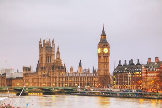 London with the Clock Tower and Houses of Parliament in the morning