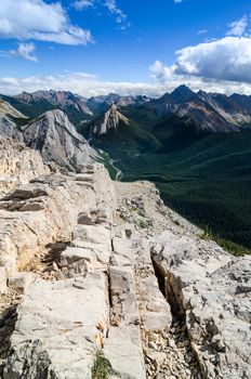 Scenic view of Rocky mountains range in Jasper NP, Alberta, Canada