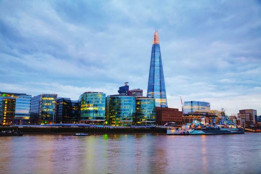 LONDON - APRIL 4: Overview of London with the Shard of Glass on April 4, 2015 in London, UK. Standing 306 metres high, the Shard is currently the tallest building in the European Union.