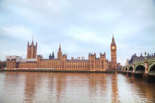 London with the Clock Tower and Houses of Parliament in the morning