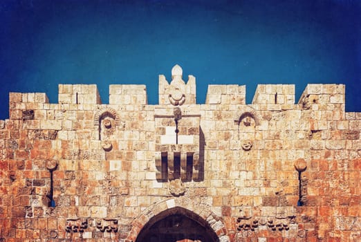 Lion Gate of the ancient wall surrounding the Old City of Jerusalem