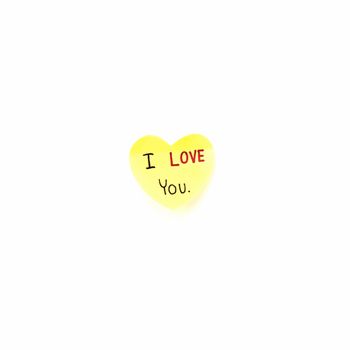 I love you write on heart paper card isolated on white background