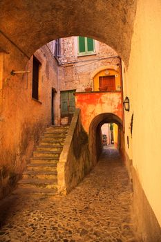 View of medieval town in Italy