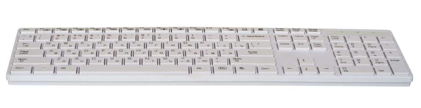 Computer keyboard on isolated white background, front view