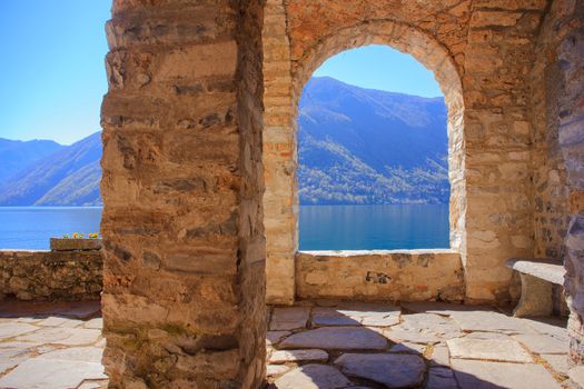 View of arch next to the Lugano lake
