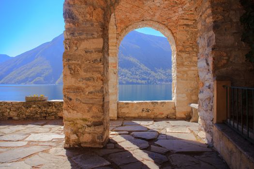 View of arch next to the Lugano lake