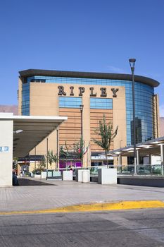 IQUIQUE, CHILE - FEBRUARY 11, 2015: Ripley Chilean department store on the corner of the streets Vivar and Tarapaca on February 11, 2015 in Iquique, Chile