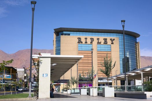 IQUIQUE, CHILE - FEBRUARY 11, 2015: Ripley Chilean department store on the corner of the streets Vivar and Tarapaca on February 11, 2015 in Iquique, Chile