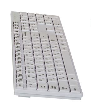 Computer keyboard on isolated white background, close-up view