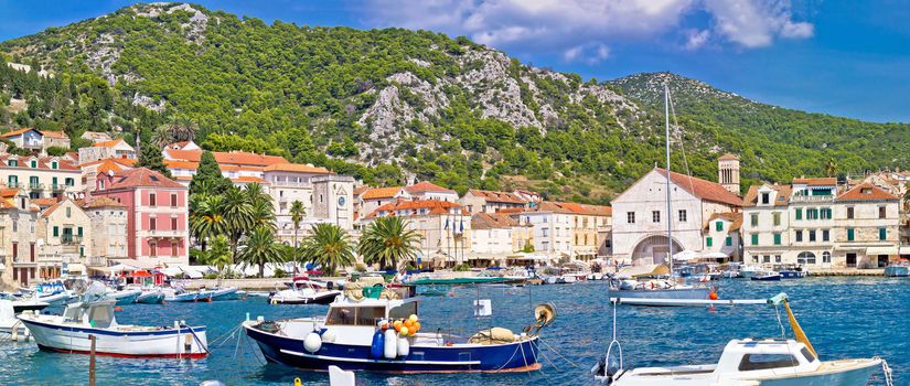 Picturesque Hvar waterfront panoramic view, Dalmatia, Croatia